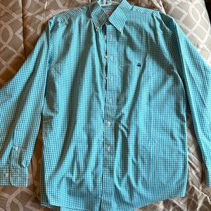 Brooks Brothers blue gingham wrinkle free button down shirt